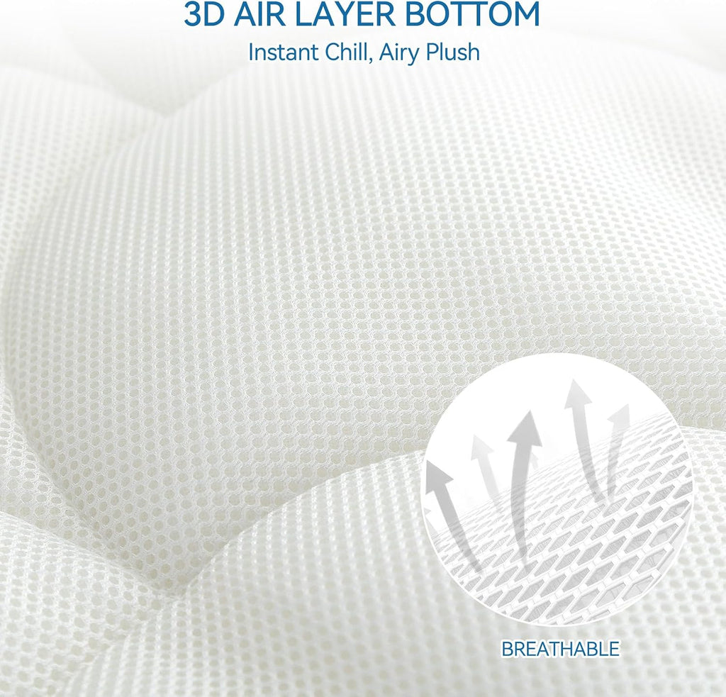 Cooling Mattress Pad King, Breathable Quilted Fitted Mattress Protector | 3D Air Fabric Bedding Topper 6-Layers