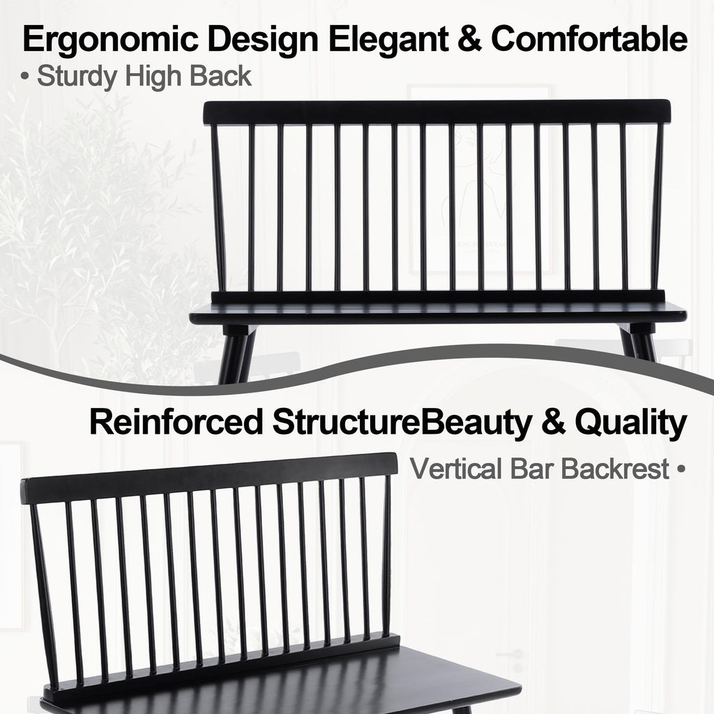 Entryway Bench, Black Dining Bench with Spindle Back