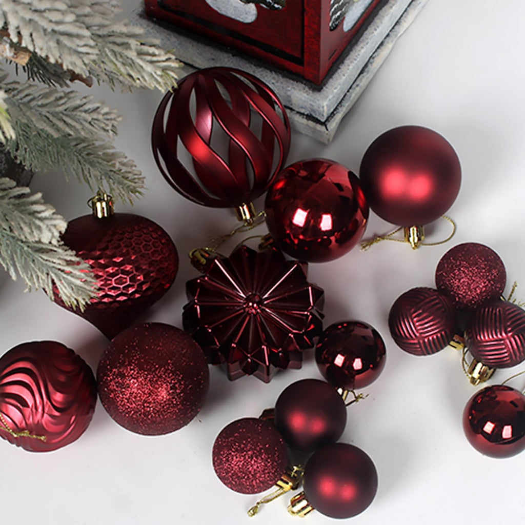 Tree Balls Ornaments Set, 48 Pcs Shatterproof Plastic Decorative Baubles Shiny Hanging Ball Ornaments for Xmas Tree