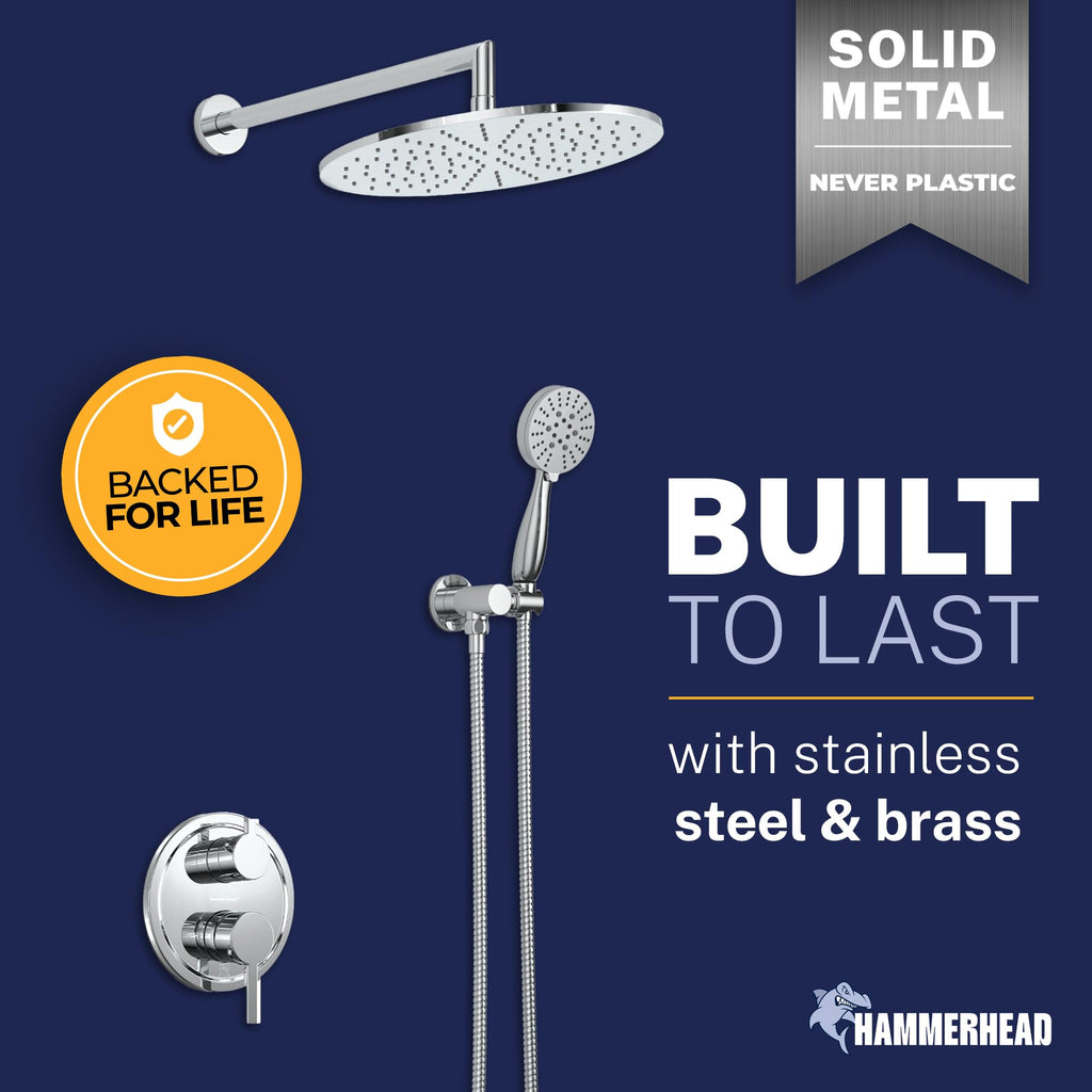 Metal Rain Shower System with Handheld, Valve and Trim Kit