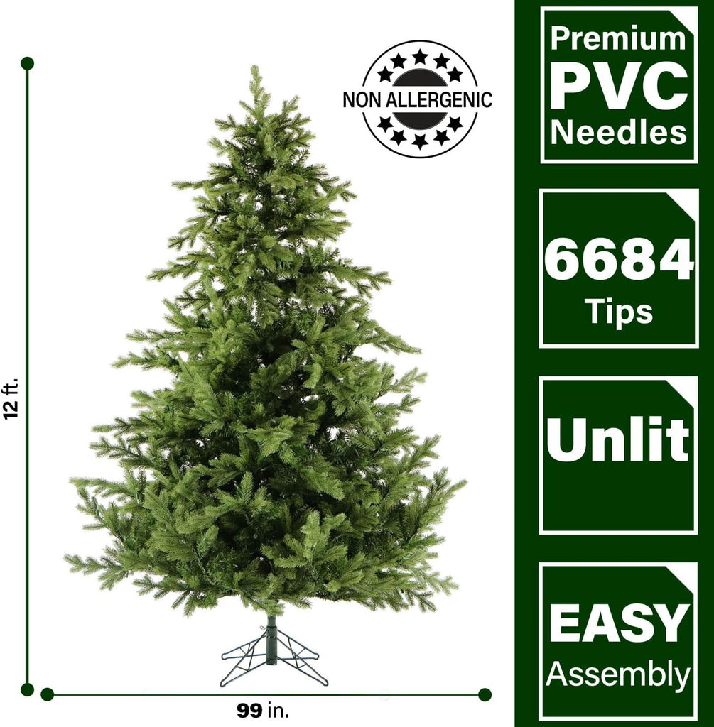 Woodside Pine Christmas Tree, Tall | Perfect Artificial Holiday Tree , Family Room, or Den | No Lights