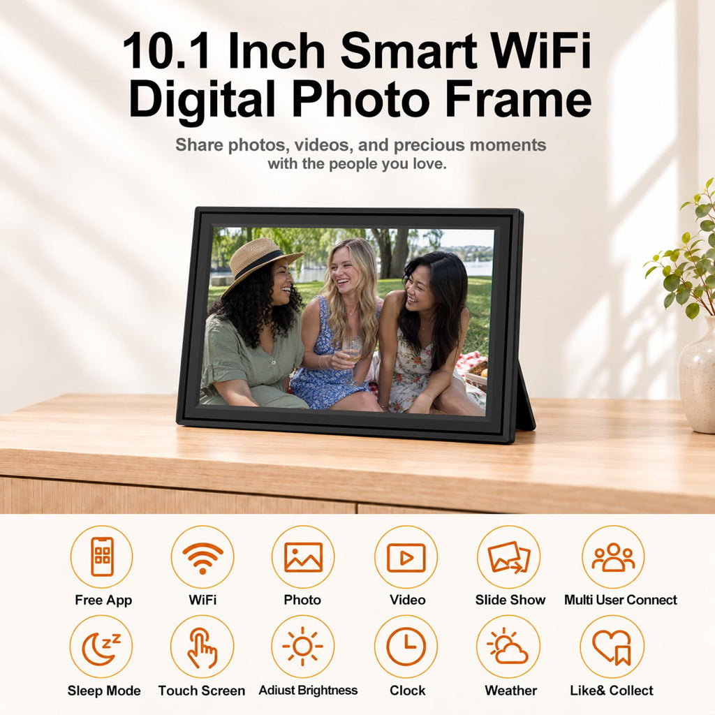 WiFi Digital Picture Frame, 10.1 Inch Touchscreen, Easy to Use