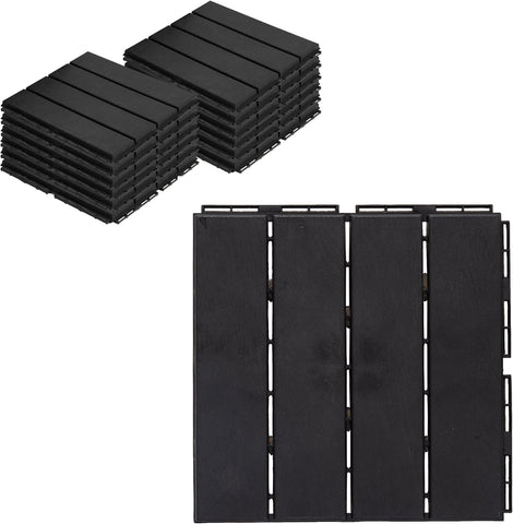 Interlocking Deck Tiles Plastic Waterproof Outdoor Flooring 12" x 12" for Patio Garden Deck Poolside Indoor Outdoor, 10