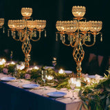 Elegant 5-Arm Candelabra Centerpiece with Crystal Pendants - 23.6 Inch Tall Table Centerpiece for Weddings, Parties
