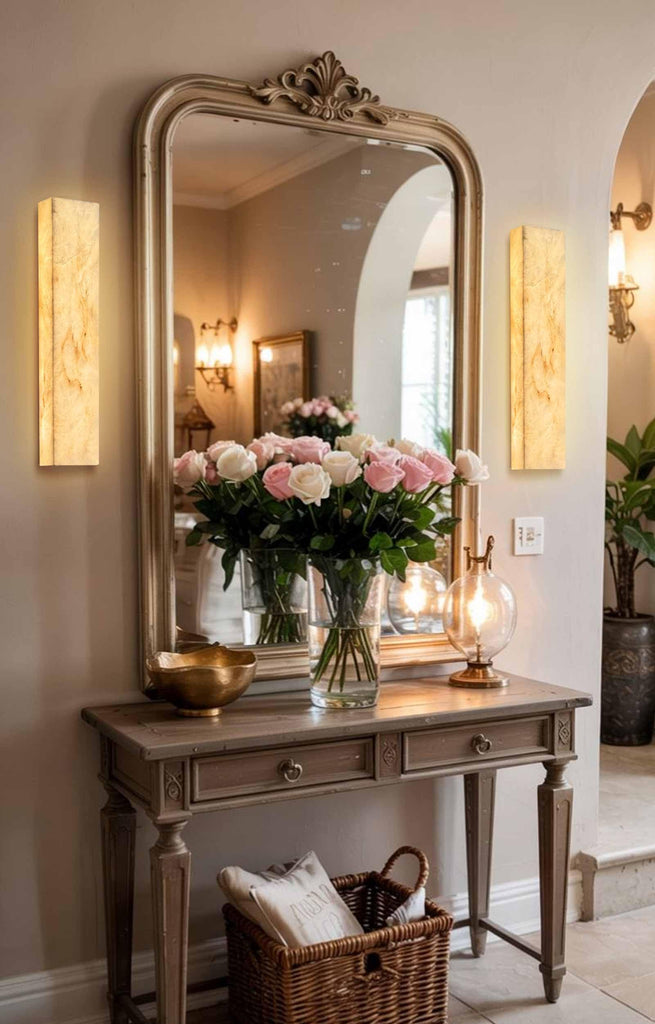 Alabaster Wall Sconces Natural Marble Bathroom Vanity Wall Light Fixture