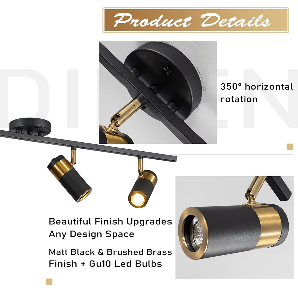 Modern 3 Light Black Track Lighting Kit Adjustable LED Kitchen Track Lighting Fixtures Ceiling Spot Light Fixture