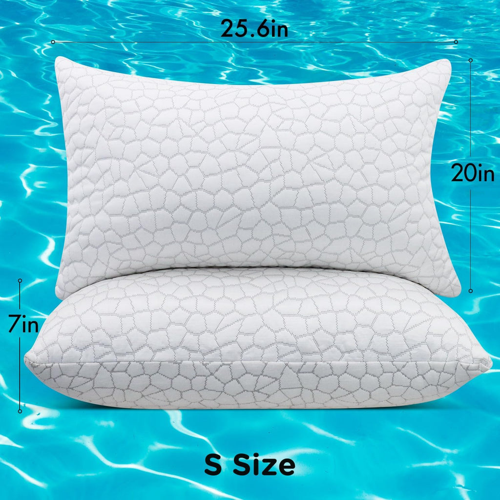 Cooling Pillow Standard Size Set of 2, CertiPUR-US Shredded Memory Foam Pillows, Cool Bed Pillows for Hot Sleepers