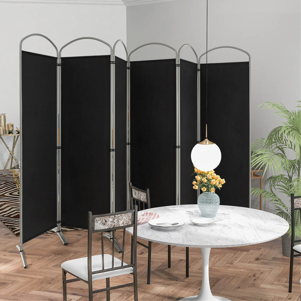 6-Panel Folding Room Divider Privacy Screen, 130" x 74", Black