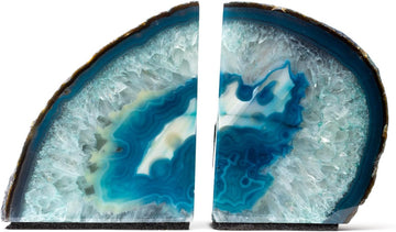 Agate Bookends, Home Décor (3.5-6 lbs, Teal)