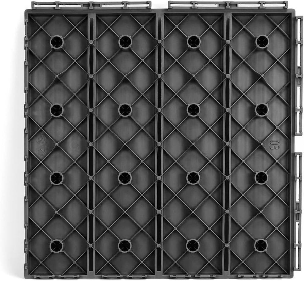 11.8-in by 11.8-in Straight Groove Dark Grey Interlocking Deck Tiles, Pack of 9 Tiles, FPD6183