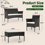 4-Piece Patio Furniture Set | Outdoor Wicker Furniture with Coffee Table | Modern Rattan Chairs Conversation Set | Outdoor Seating | Weather-Resistant | Black | for Porch, Garden, Lawn A106-B07NZNZXMV