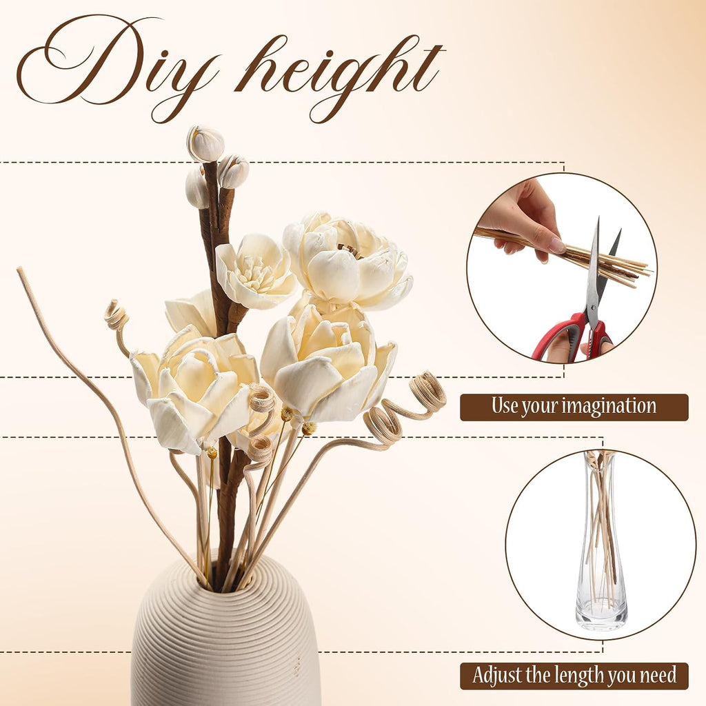 Reed Diffuser Sticks Flowers Reed Set White Wood Flower Aromatic Diffuser Home Bedroom Office Decor Office - Set of 12