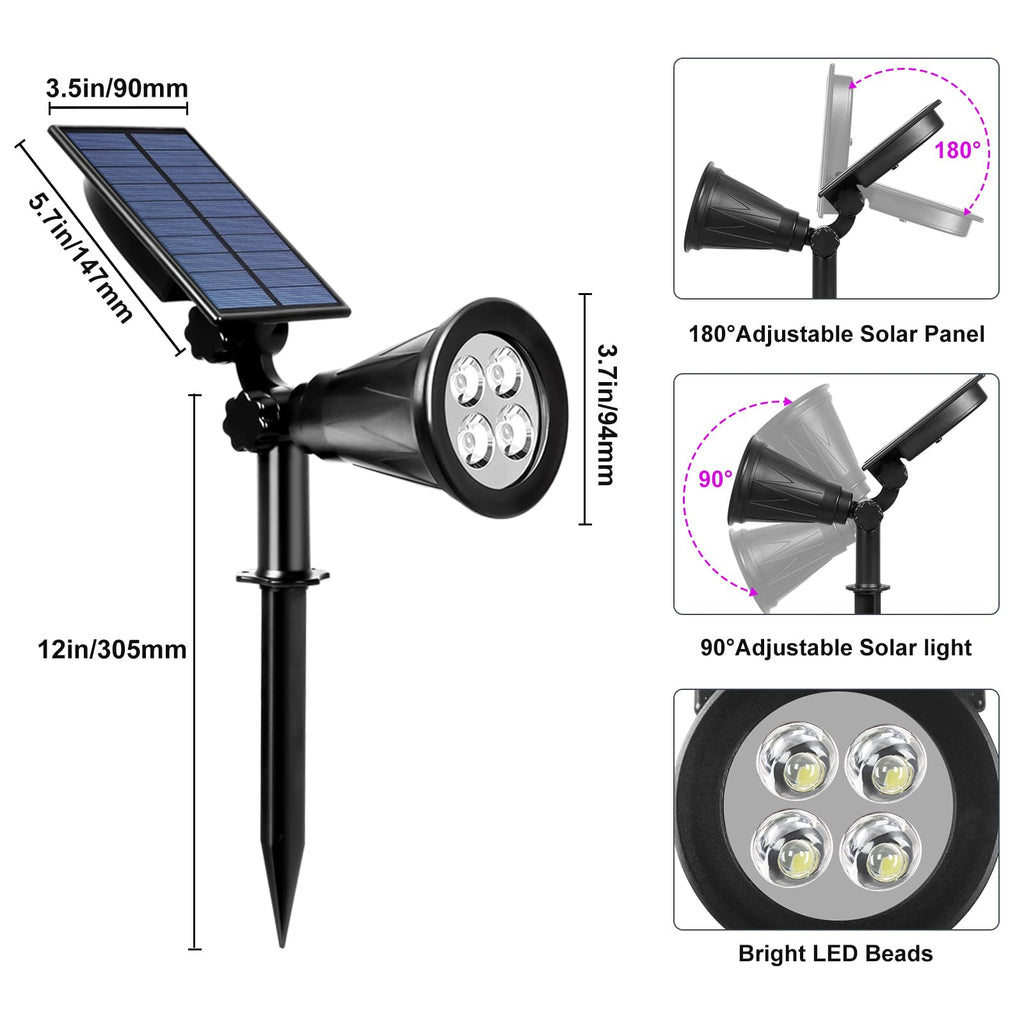 Purple Solar Spot Lights Outdoor, Solar Black Lights Outdoor, 4 Pack