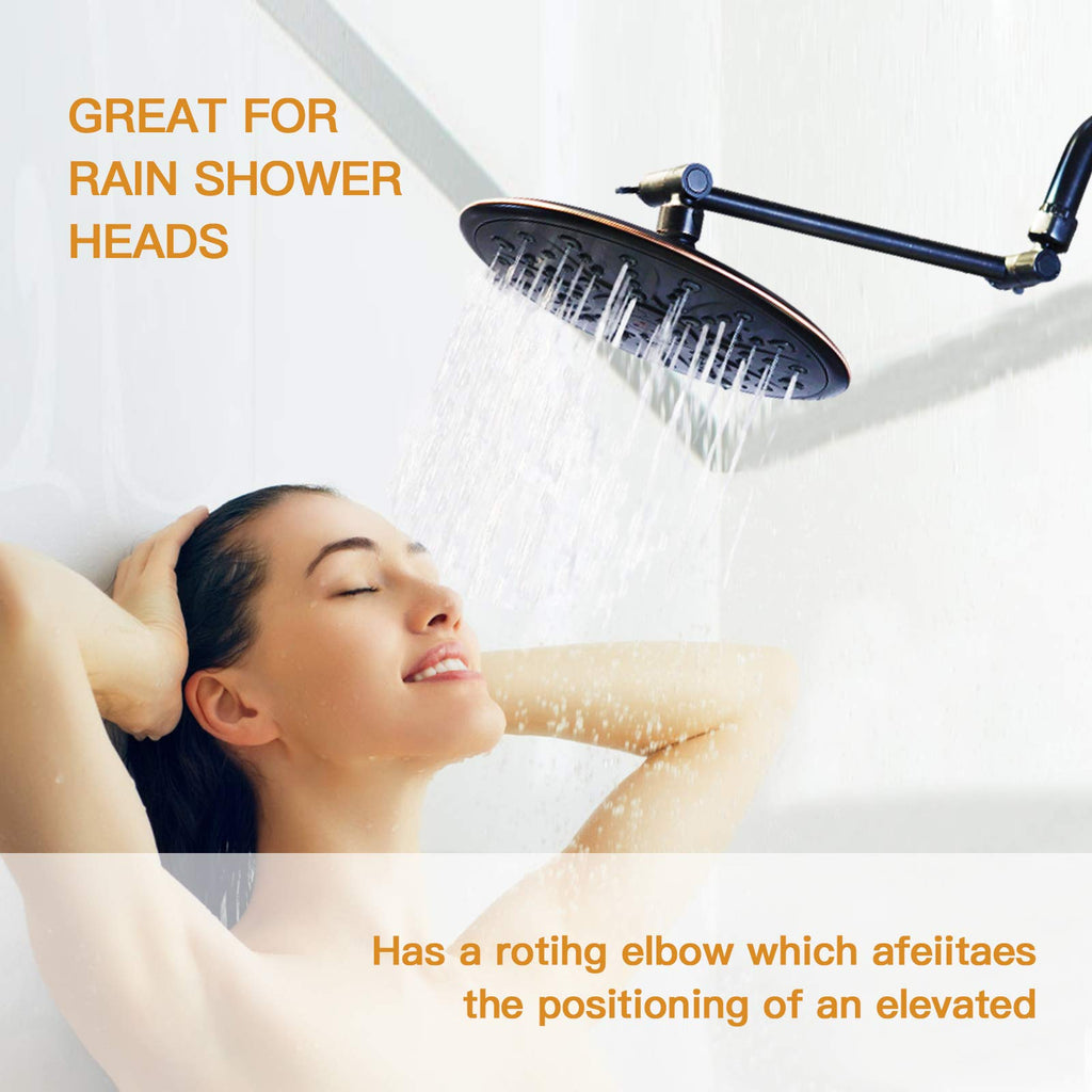 8 Inch Shower Head Extension Arm Oil Rubbed Bronze, Solid Brass Adjustable Shower Arm Extension, Lower or Raise Any