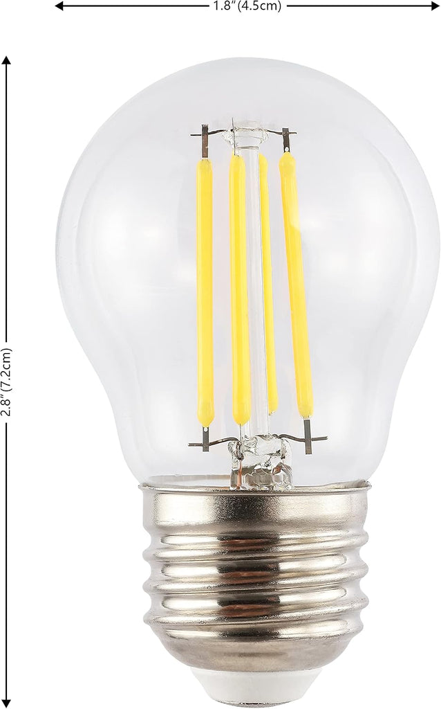 4W LED Edison Light Bulbs Round Clear Glass E26 Base, Pack of 6