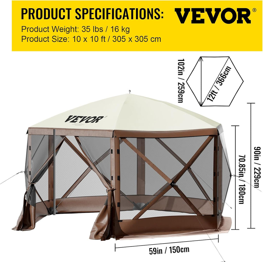 Pop Up Gazebo Screen Tent, Pop-Up Instant Gazebo Tents with Mosquito Netting Outdoor Canopy