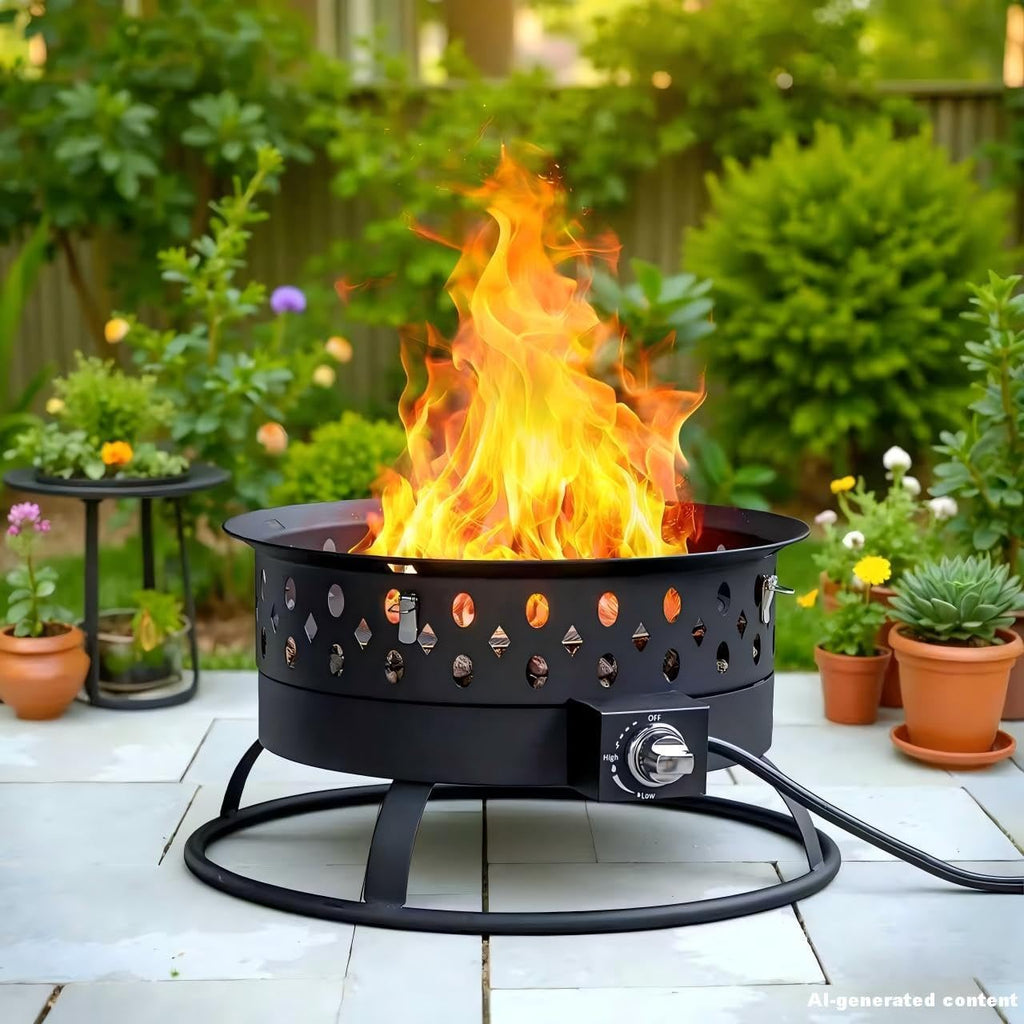 22 Inch Portable Propane Fire Pit,Gas Fire Pit for Outside with Lid & Handle
