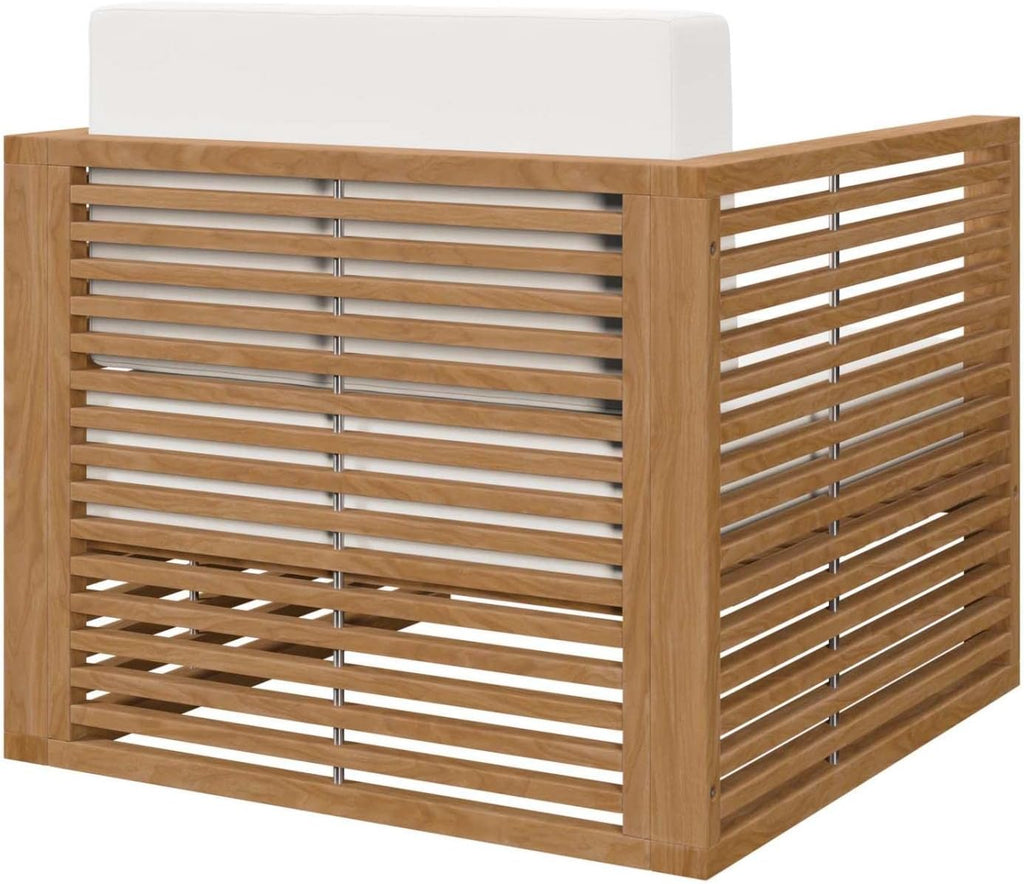 Carlsbad 6-Piece Teak Wood Outdoor Patio Set in Natural/White