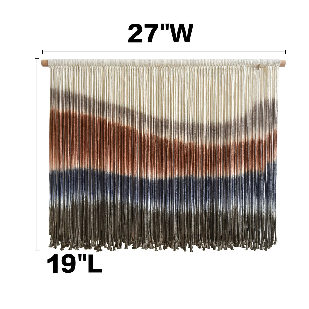 Macrame Wall Hanging Blue Dip Dye 27" W x 19" L