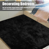 8x10 Fluffy Shag Area Rug, Soft Non-Shedding Plush Carpet for Living Room Bedroom Black