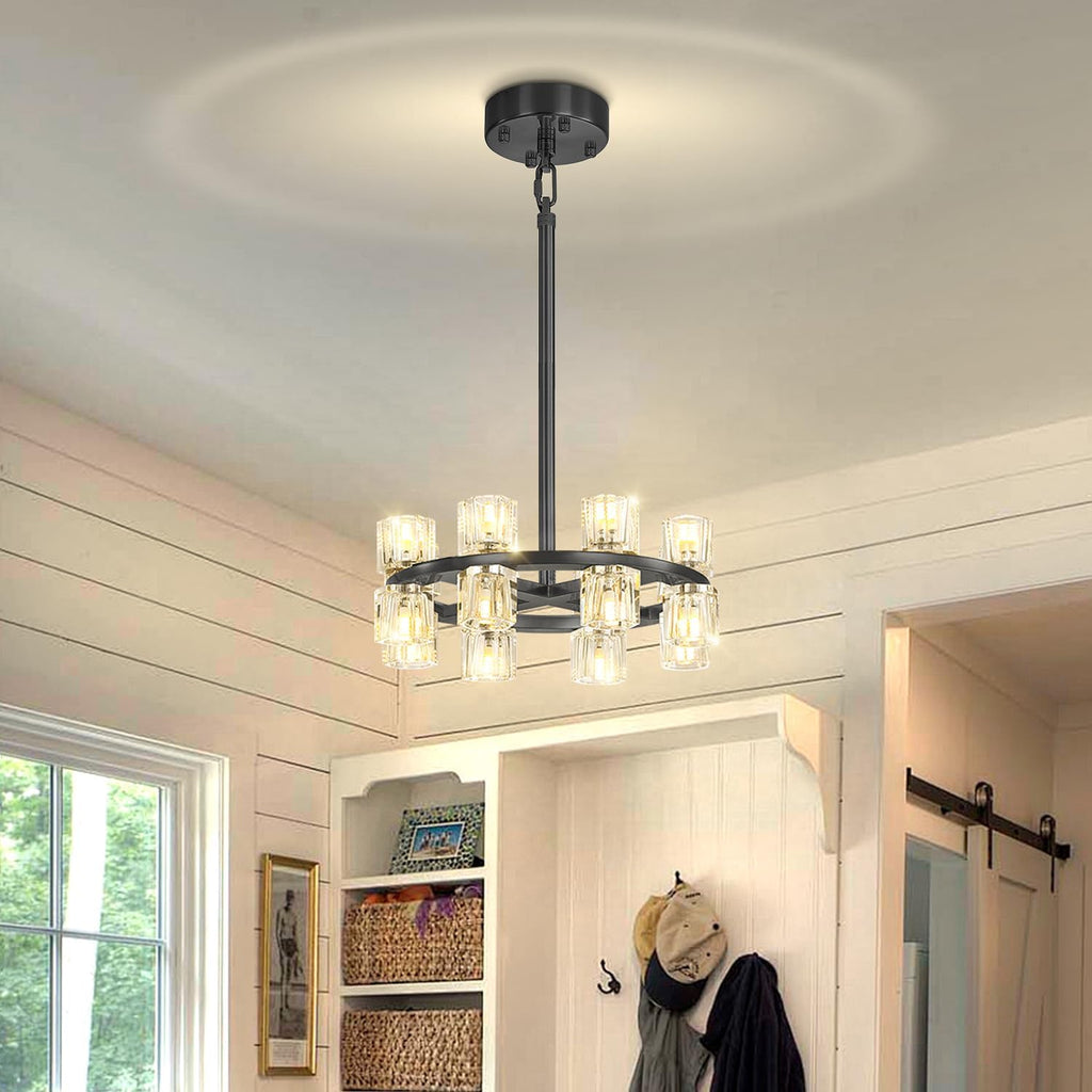 Inspired Arcachon Style Round Wagon Wheel Chandelier, 32" 32-Light Gold, Extended 32" Chain — Foyer, Dining & Living Room