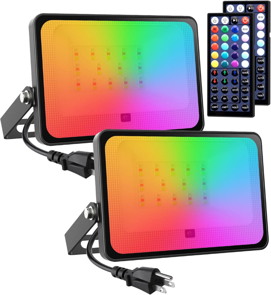 LED Flood Light Outdoor 500W Equiv, 50W RGBW Color Changing Outdoor Floodlights with Remote, Uplighting Indoor IP66