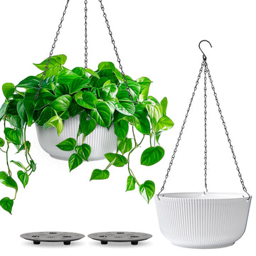 Hanging Planters for Indoor Outdoor, 8 Inch Self Watering Pots, 2 Pack