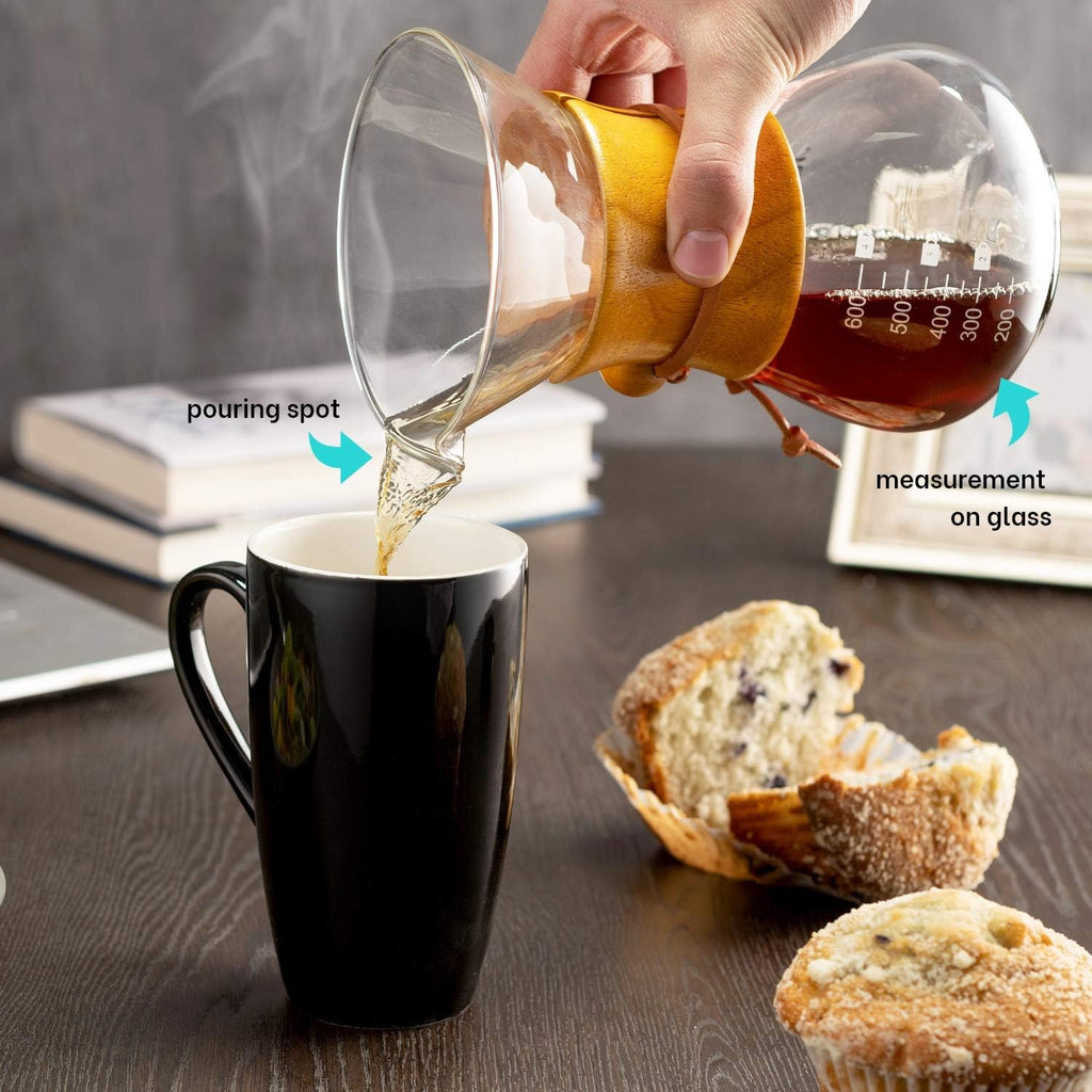 Pour Over Coffee Maker Set | Kit Includes 40 OZ Gooseneck Kettle with Thermometer, Coffee Mill Grinder & 20 OZ Coffee