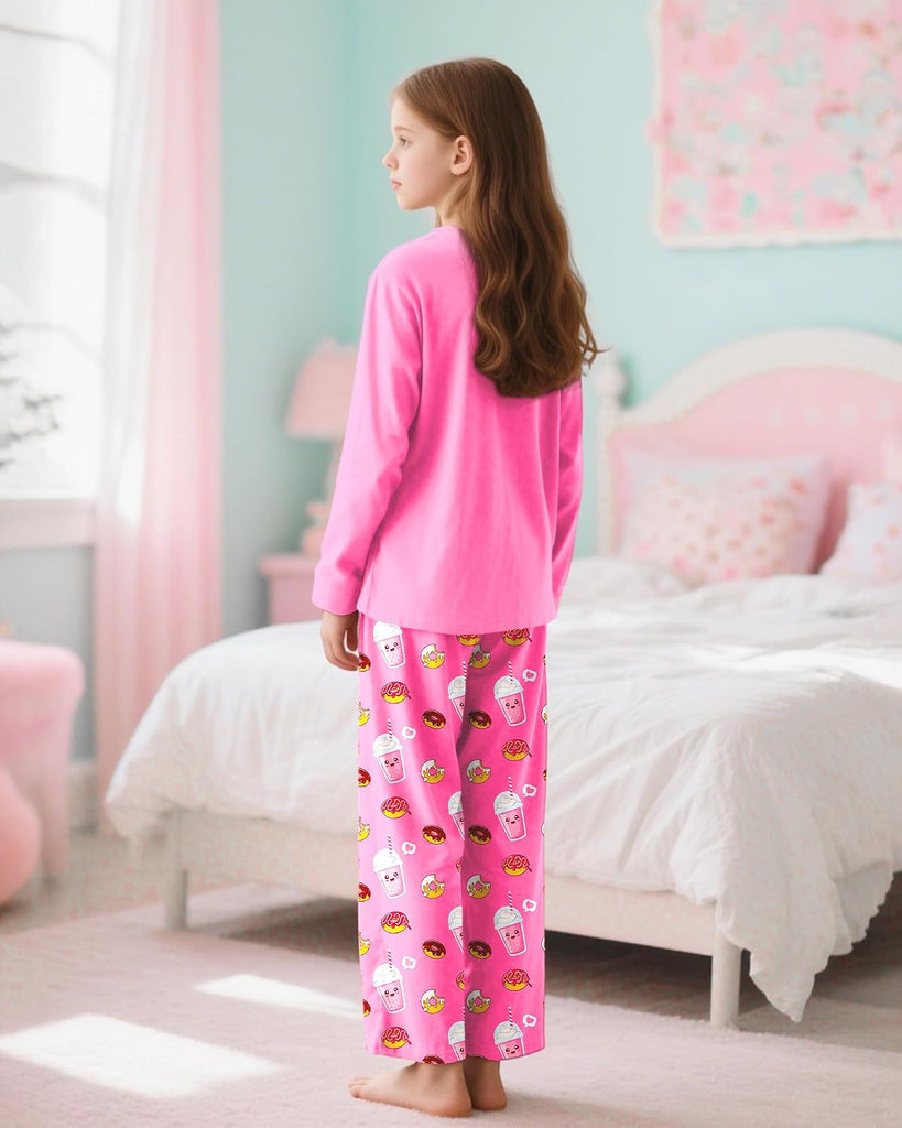 Girls Pajamas Piece Pjs Set Kids Long Sleeve and Pants Jammies Casual Wear Girls' Sleepwear Lounge Clothes Big Kid