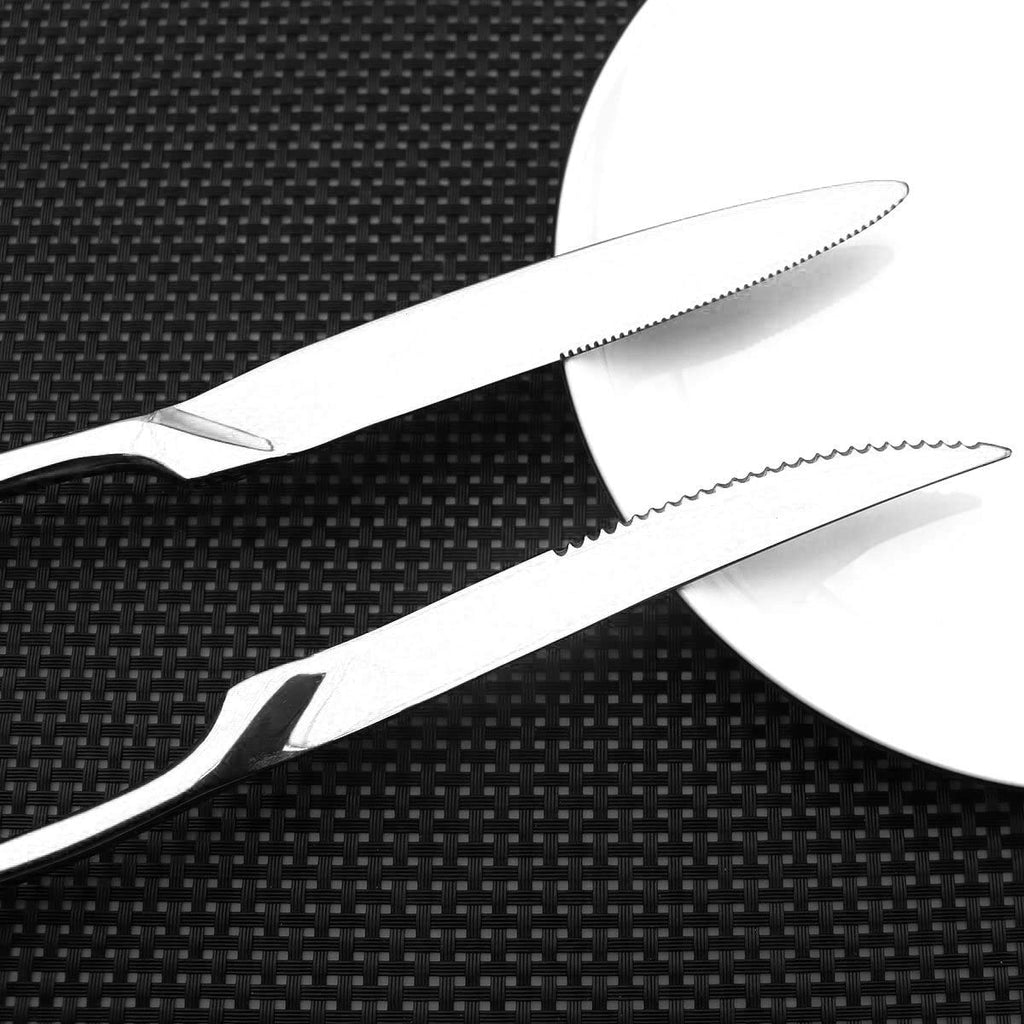 Flatware Set 18/10 Stainless Steel Mirror Polished Silver Cutlery - Silverware Utensil Set of Steak Knife Dinner Fork