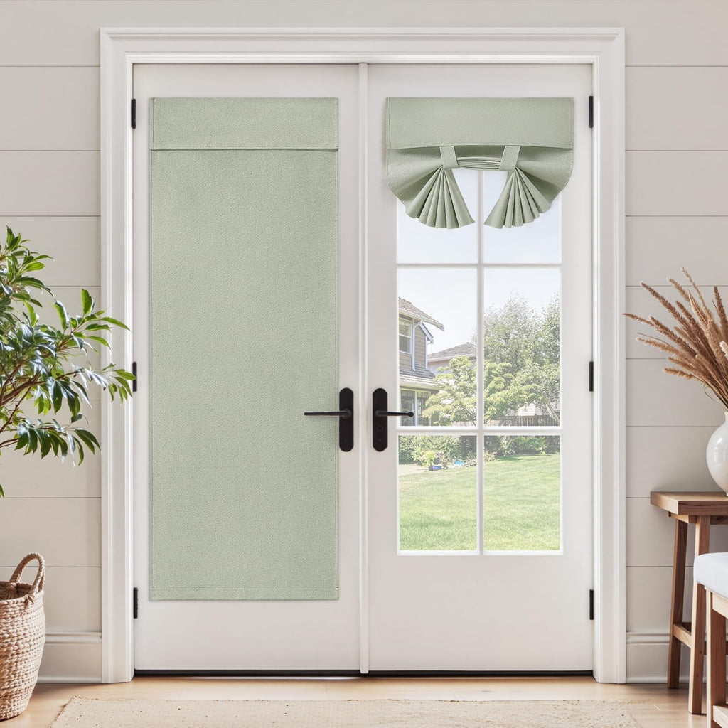 100% Blackout Linen Door Curtains for French Door 30x68 Inch
