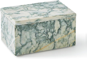 Natural Marble Storage Box with Lid, Rectangular Organizer for Jewelry