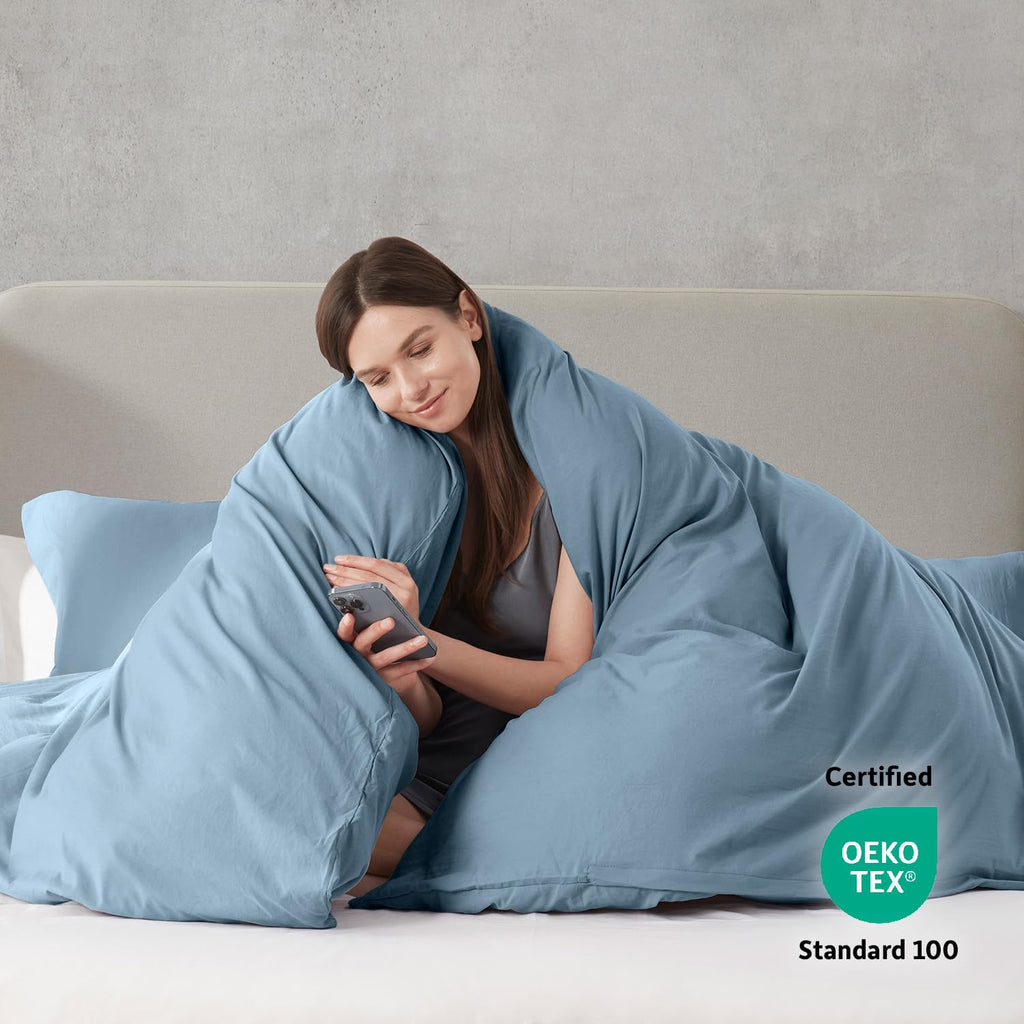 Prewashed Duvet Cover Set, Stone Blue