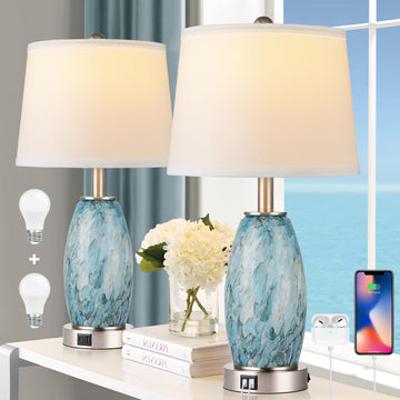 23.5" Coastal Modern Table Lamps Set of 2 Bedroom