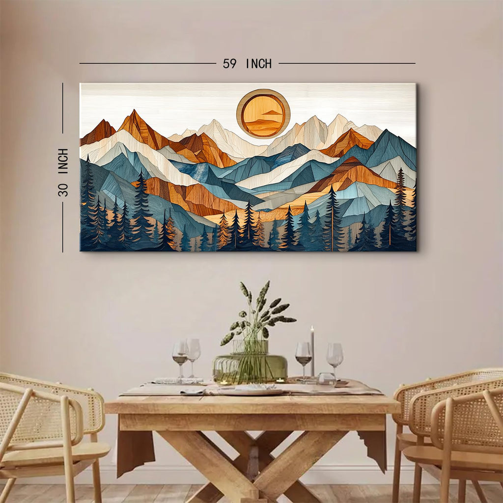 Boho Wall Art Mountain Pictures Wall Decor Farmhouse Pine Tree Canvas Prints Painting Sunrise Forest Landscape Poster