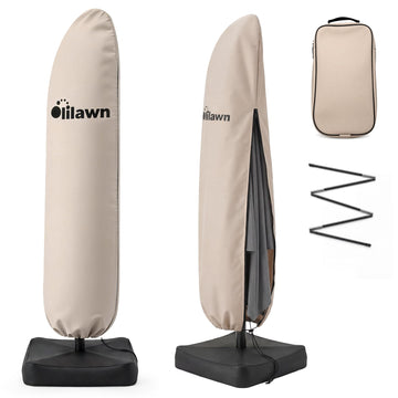 Waterproof for 7-10ft Offset Cantilever Umbrellas, UV Resistant Fade Resistant Outdoor Parasol Cover