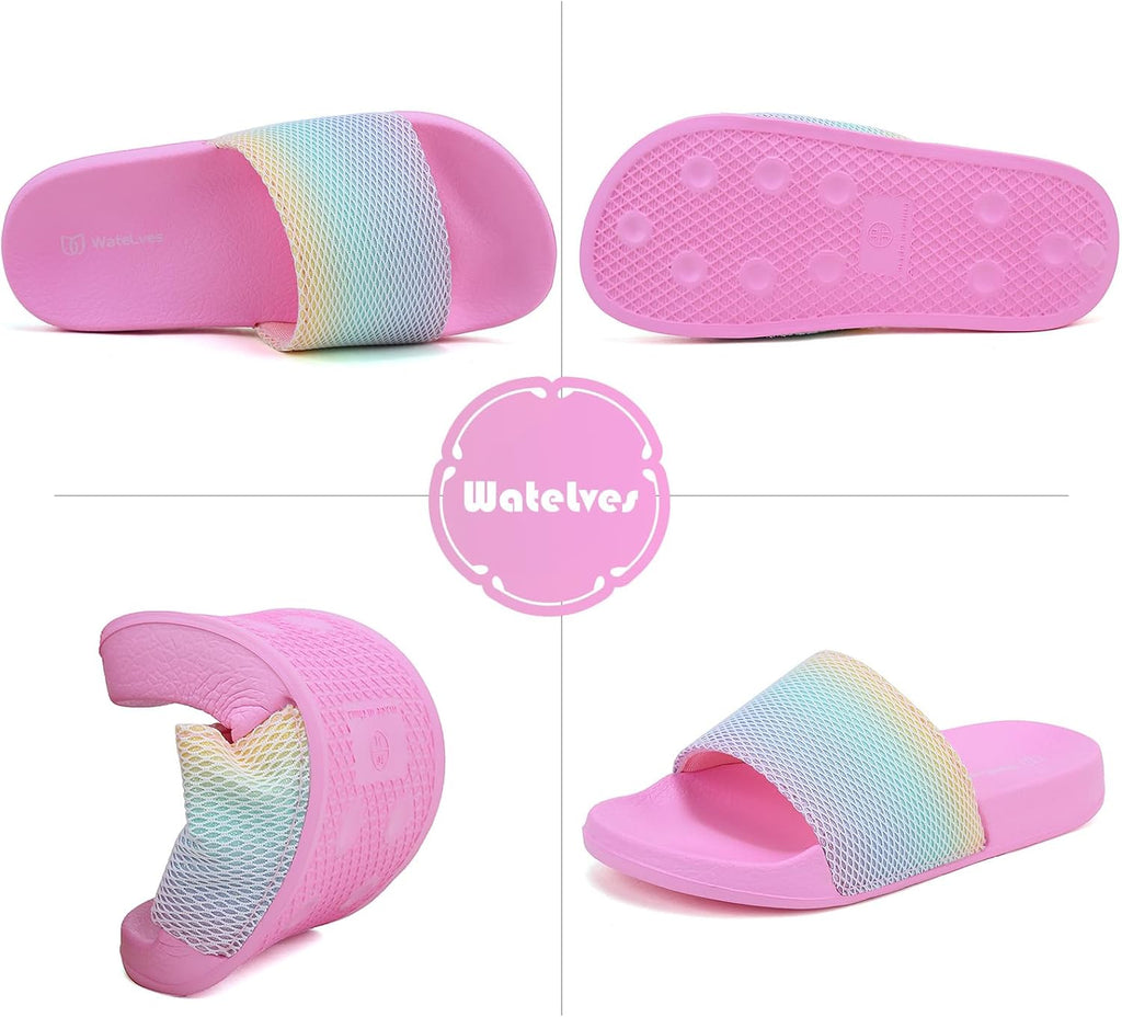Girls & Boys Slide Sandals Kids Summer Slippers Slip On for Outdoor Beach Pool Shower (Little Kid/Big Kid)