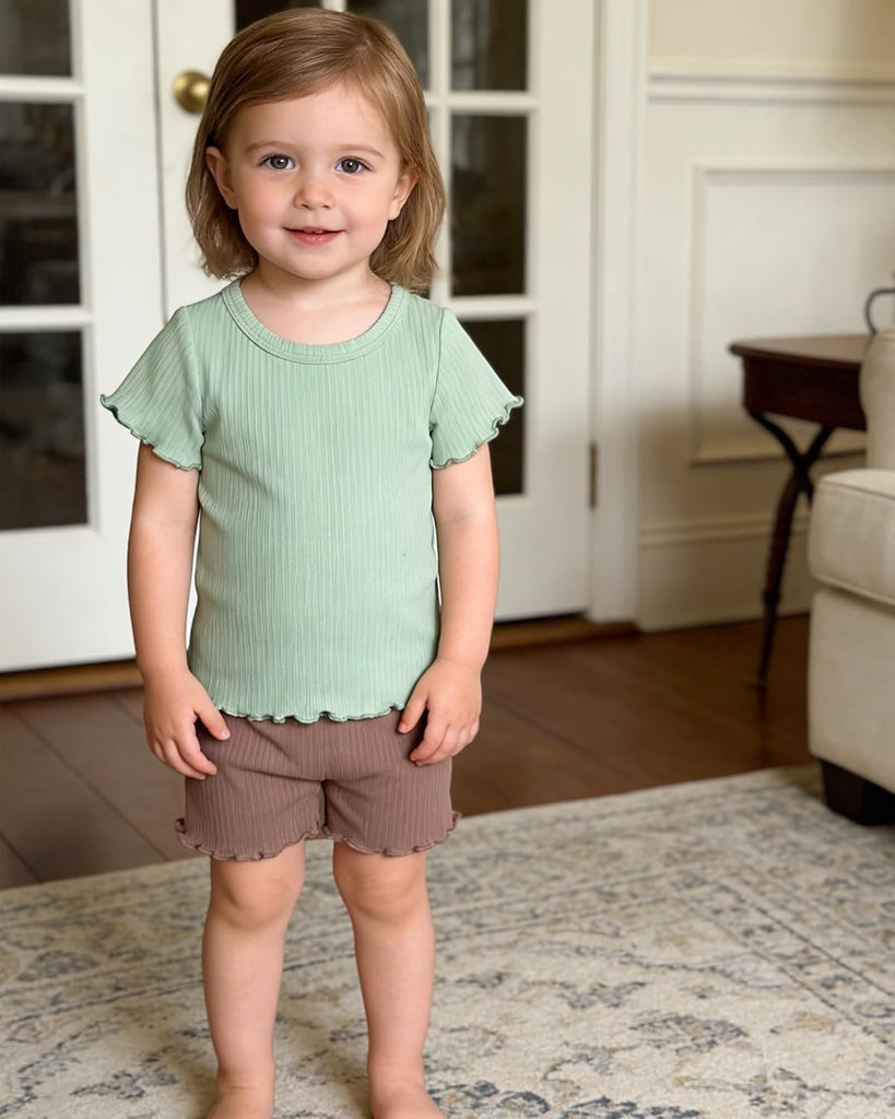Pack Toddler Baby Girl Shirts Multi-Color Crewneck Basic Tees