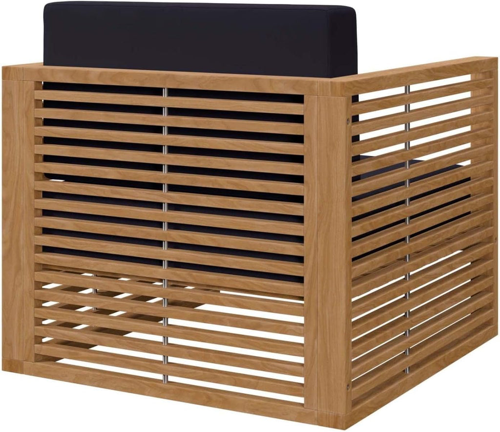 Carlsbad 3-Piece Teak Wood Outdoor Patio Set in Natural/Navy