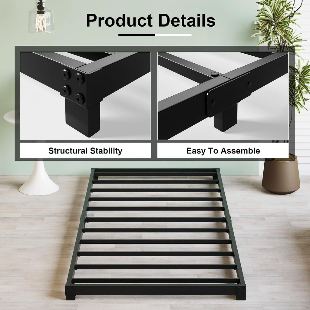 3 Inch Low Profile Bed Frame Heavy Duty Floor Platform