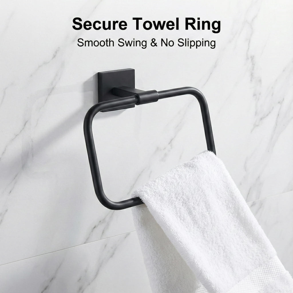 16 in 5-Piece Bathroom Hardware Set, Matte Black