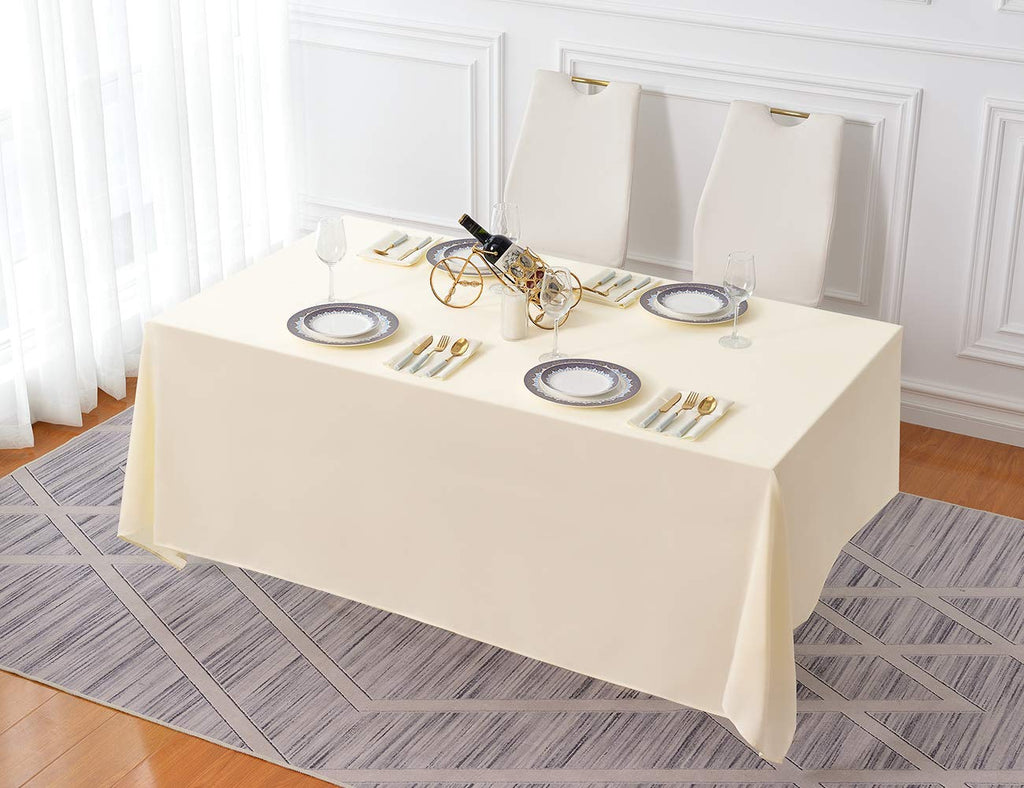 90x132 Inch Ivory Tablecloth for 6-8 Foot Rectangle Tables