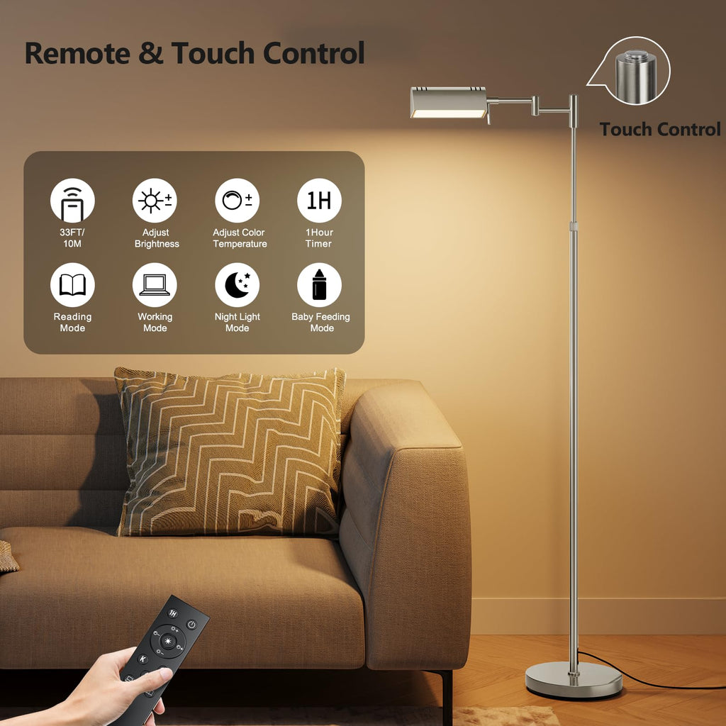 Dimmable LED Pharmacy Floor Lamps, 16W/1500LM Bright Reading Lamp