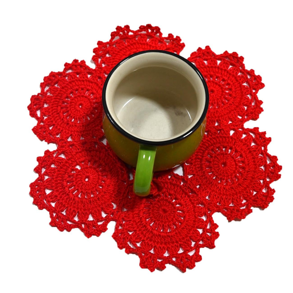 2 PCS 9 inches to 10 inches Lace Doilies 7 Small Flower Connected Crochet Coasters Table Place Mats Halloween
