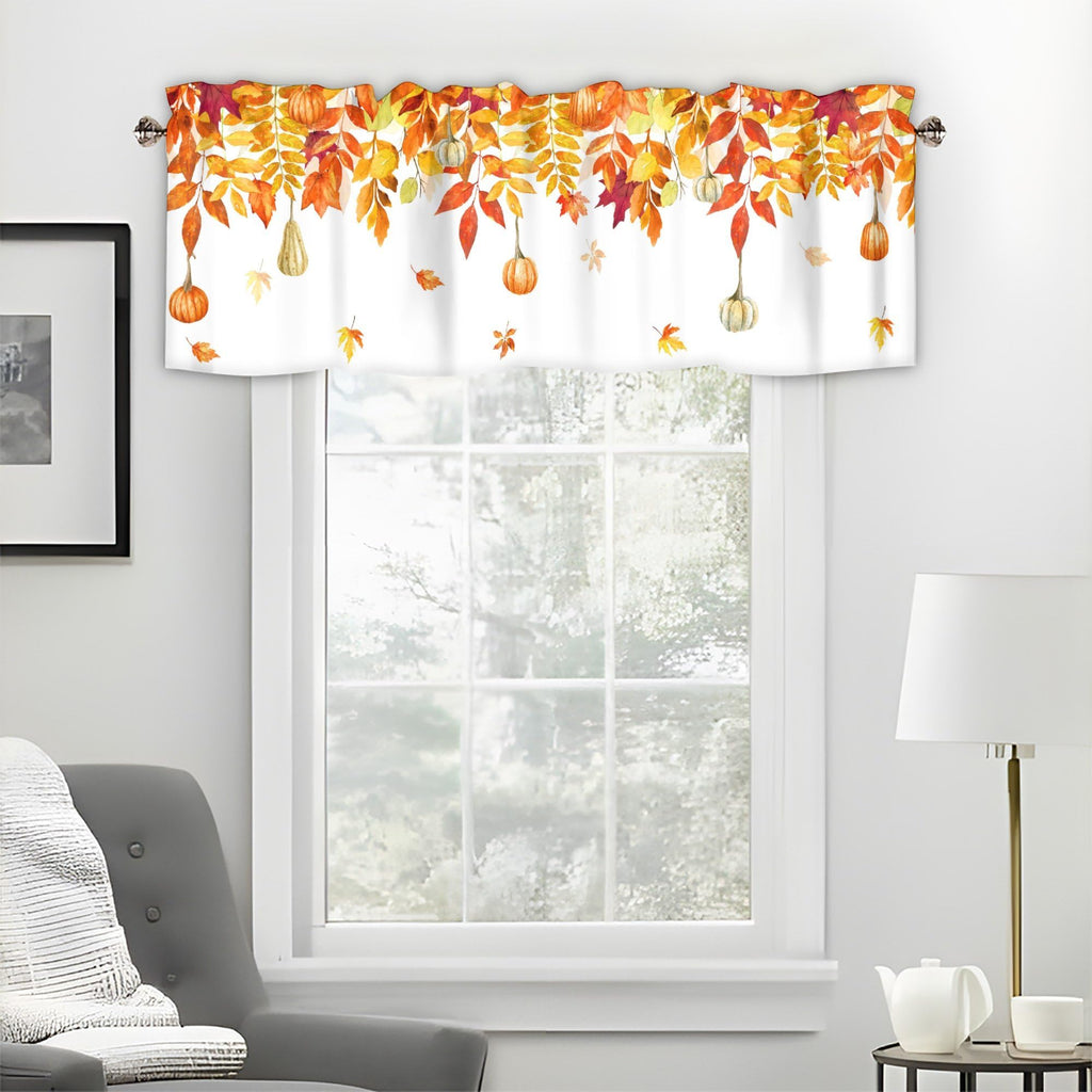 Fall Maple Leaves Curtain Valance 1 Panel, Rod Pocket 54x18 in