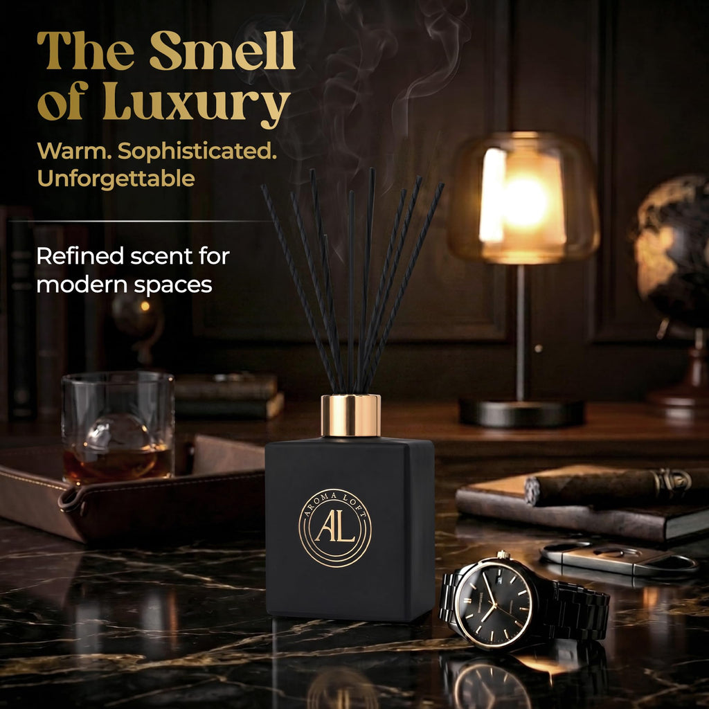 Black Reed Diffusers | Premium Fragrance Diffuser | Reed Diffuser Sticks in Oil Set with Sunlit Citrus Scent | Smell