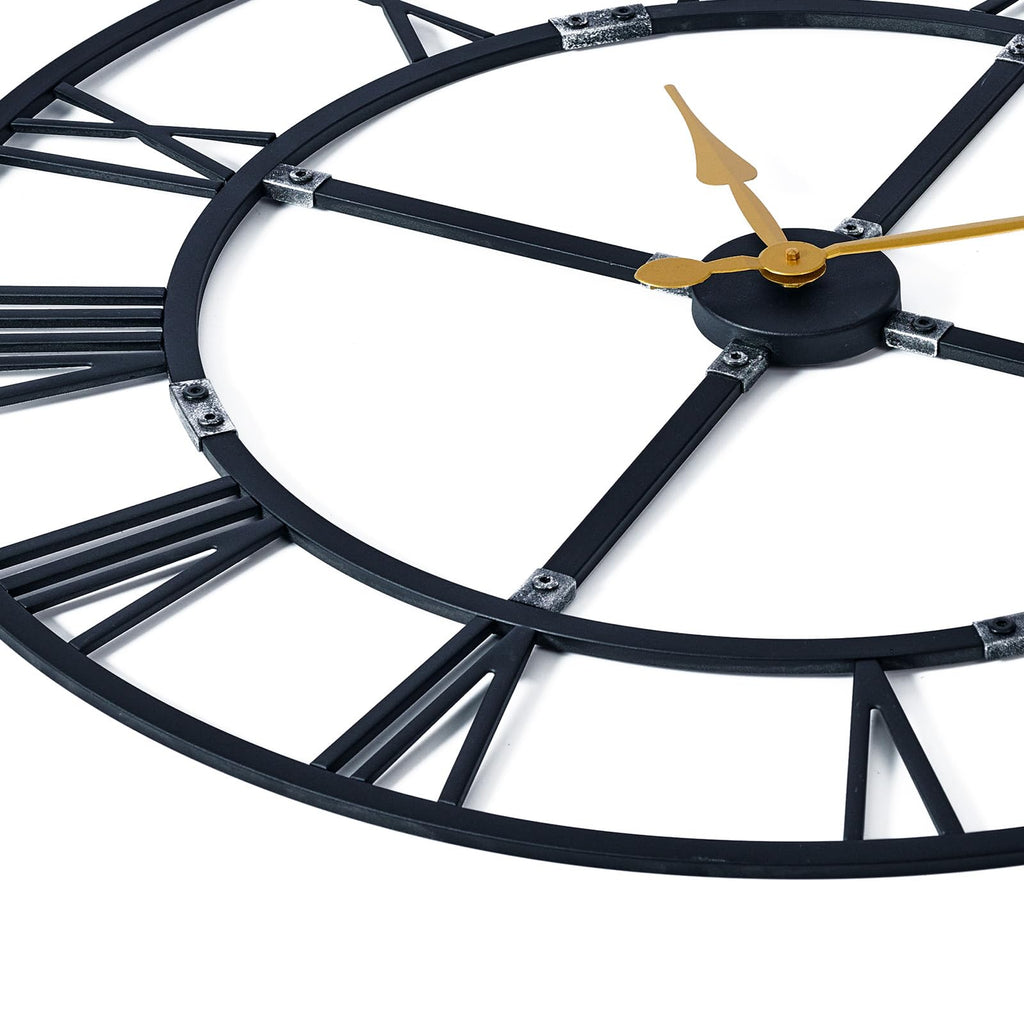 32 Inch Large Silent Wall Clock, Easy Assembly Roman Numeral Black