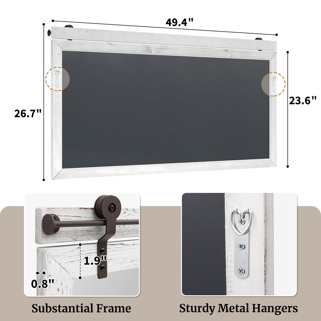 27"x49" Whitewashed Coastal Barn Door Wall Mirror with Wood Header