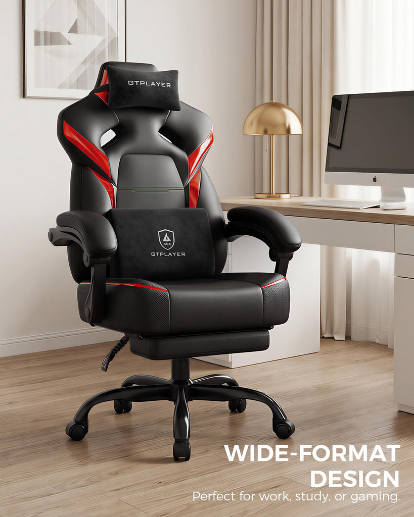 Big and Tall Gaming Chair with Footrest, High Back Ergonomic Office Chair for Adults, Heavy Duty 350 lbs Capacity