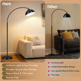 Arc Floor Lamps, 72" Modern Tall Lamp with Remote Control and Stepless Dimmable 9W LED Bulb